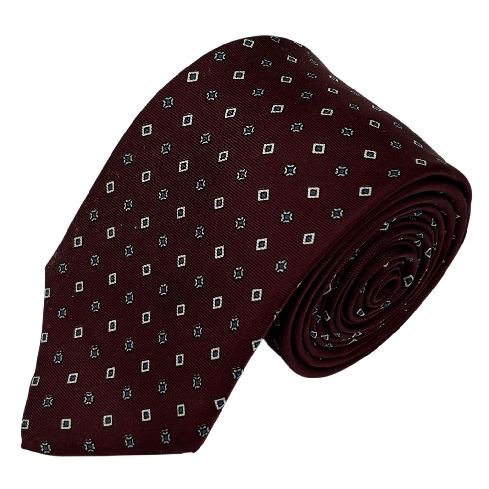 Bert Pulitzer Men's Burgundy Geometric All Silk Necktie Tie
